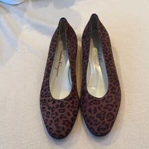 Salvatore Ferragamo Brown Leopard Flats, size 10